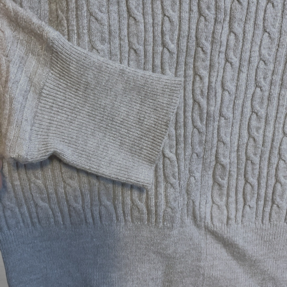 Tahari Gray‎ Cable Knit Mock Neck Sweater Women’s Long Sleeve Classic Cozy- M - Picture 8 of 10